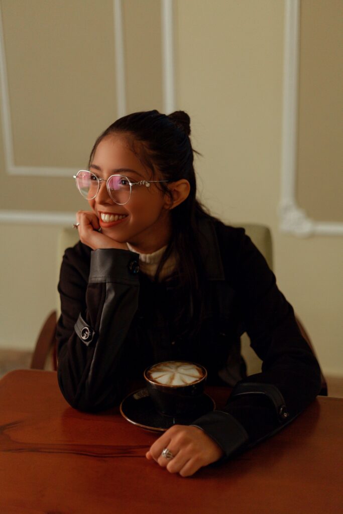 A photo of someone networking during a coffee chat.