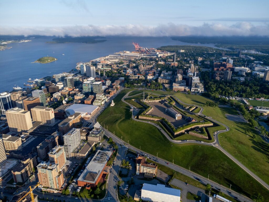 A photo of the Halifax Citadel from the sky.