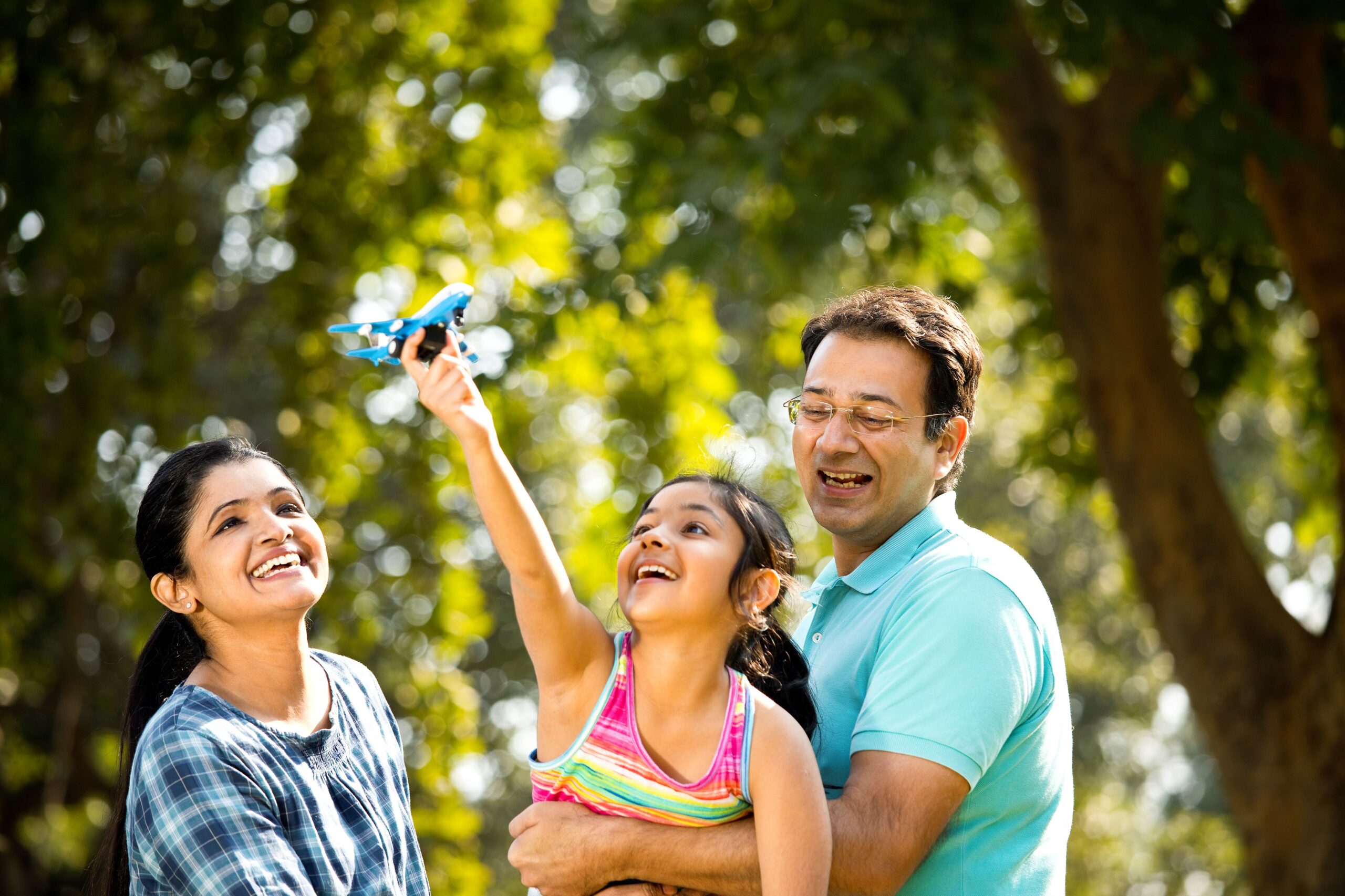 A family playing outside.