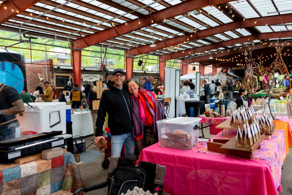 People at the Evergreen Brick Works Farmer's Market on the weekend.