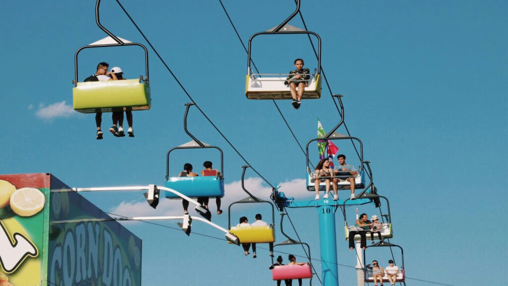 People on a ride at the CNE in Toronto.