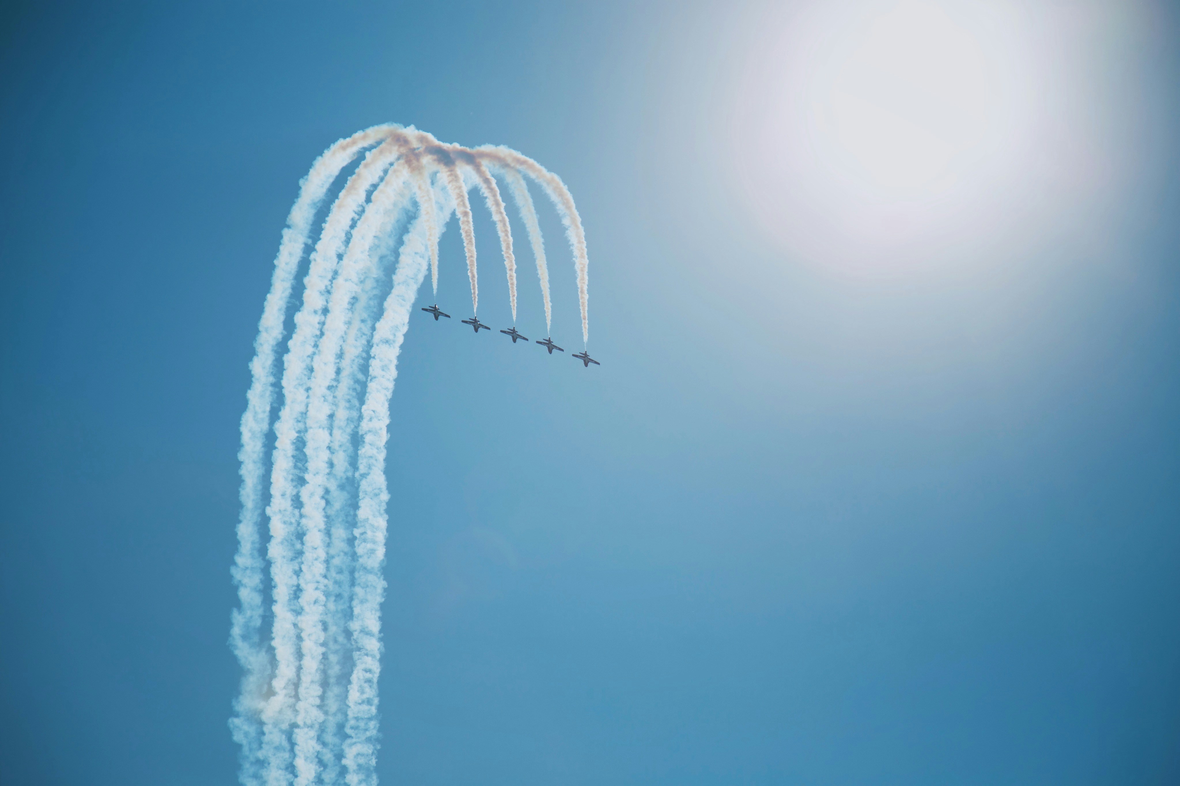 Planes flying in an air show over the Canadian National Exhibition in Toronto.