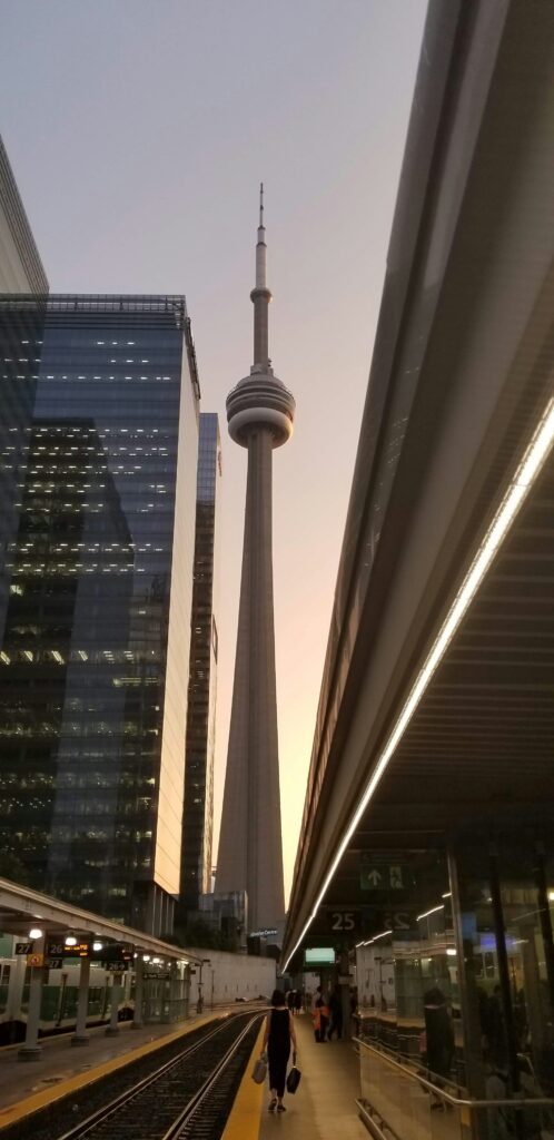 CN Tower from Union Station railways