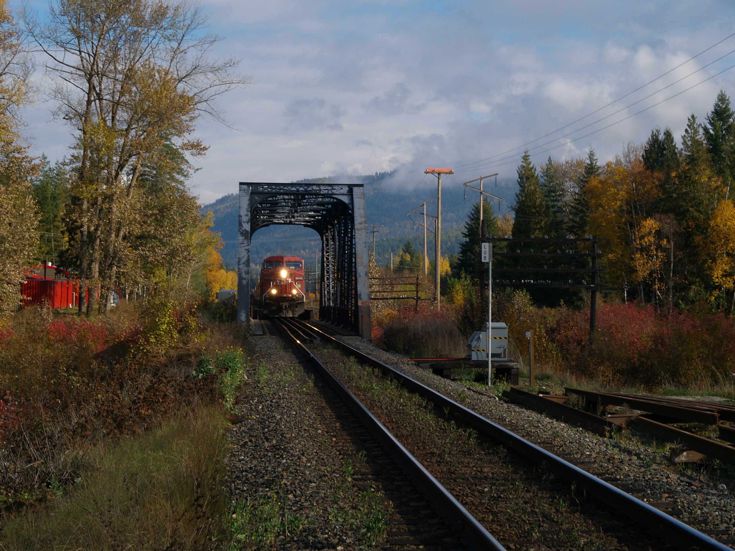 Red train on railway