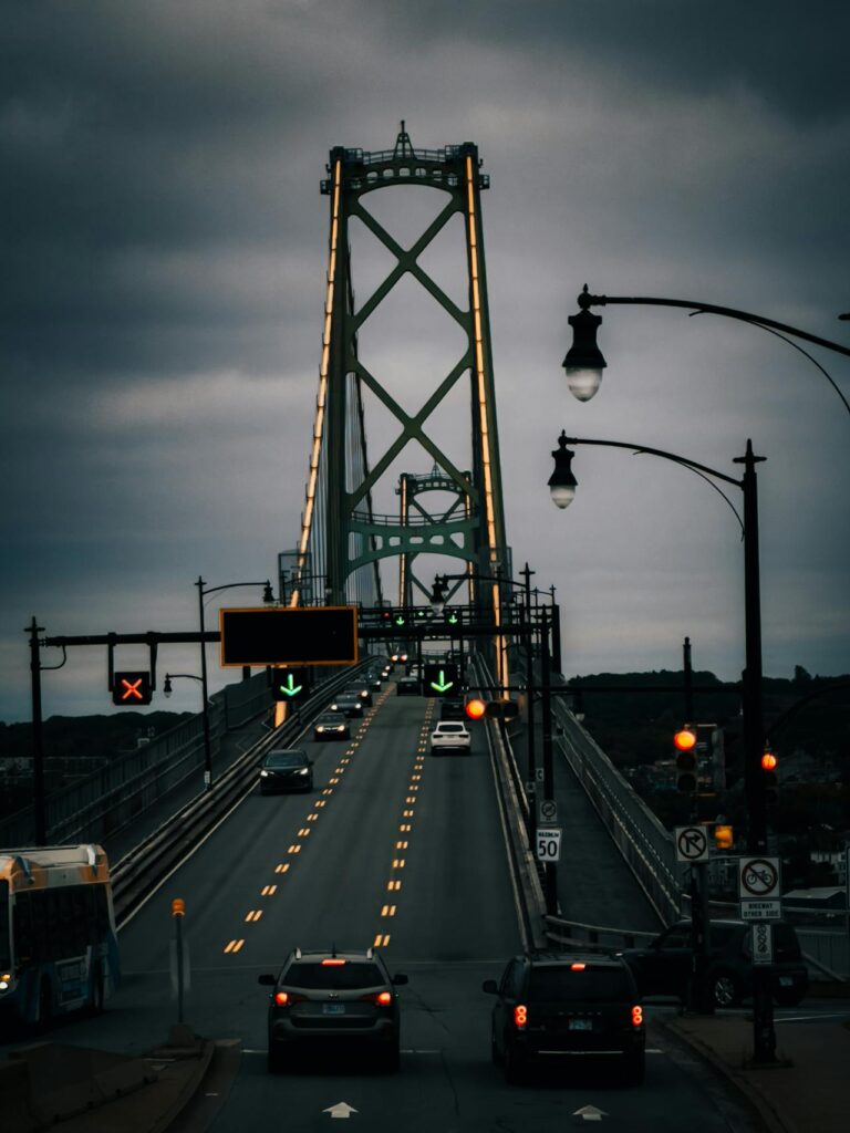 The Mackay Bridge under stormy skies in Halifax