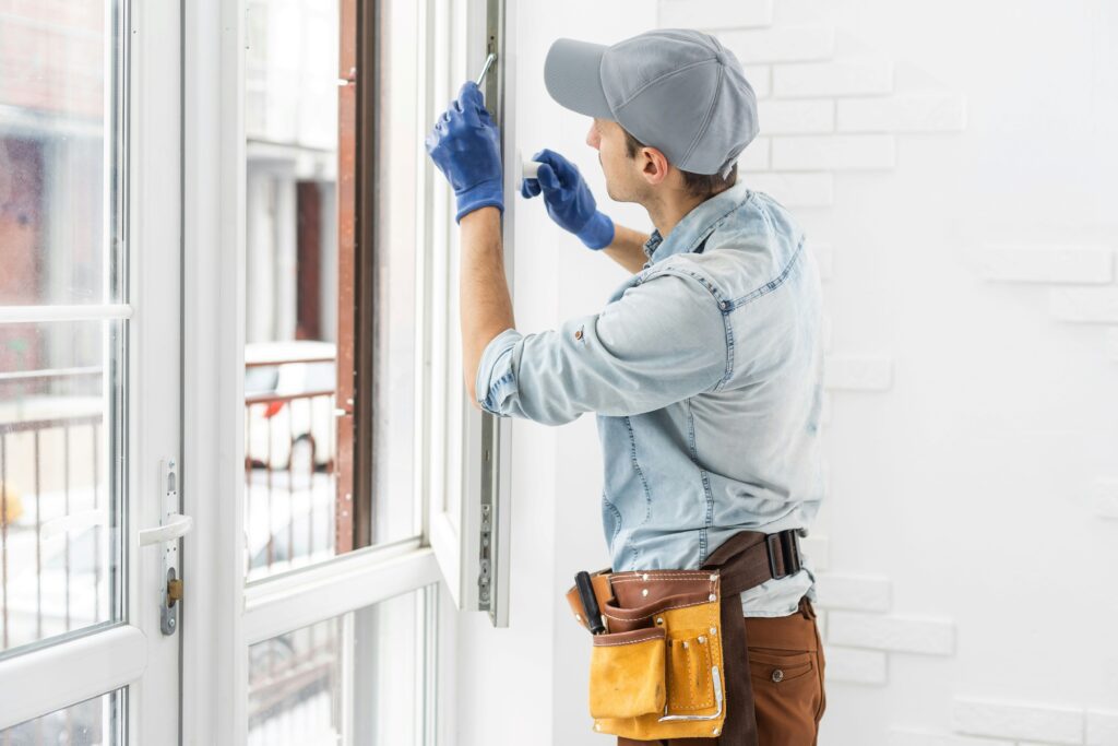 A person performing a home inspection.