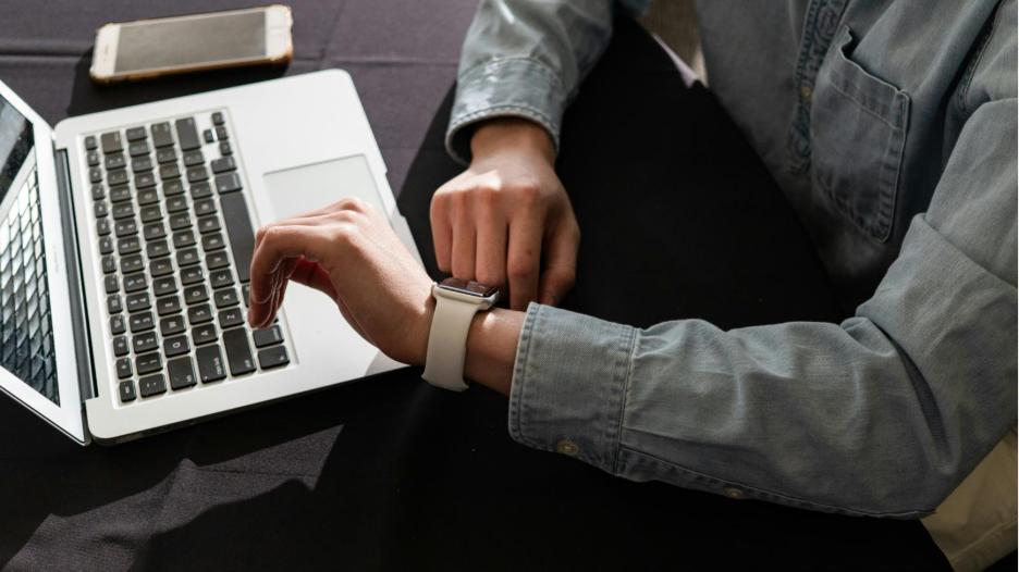 A person checking their watch.