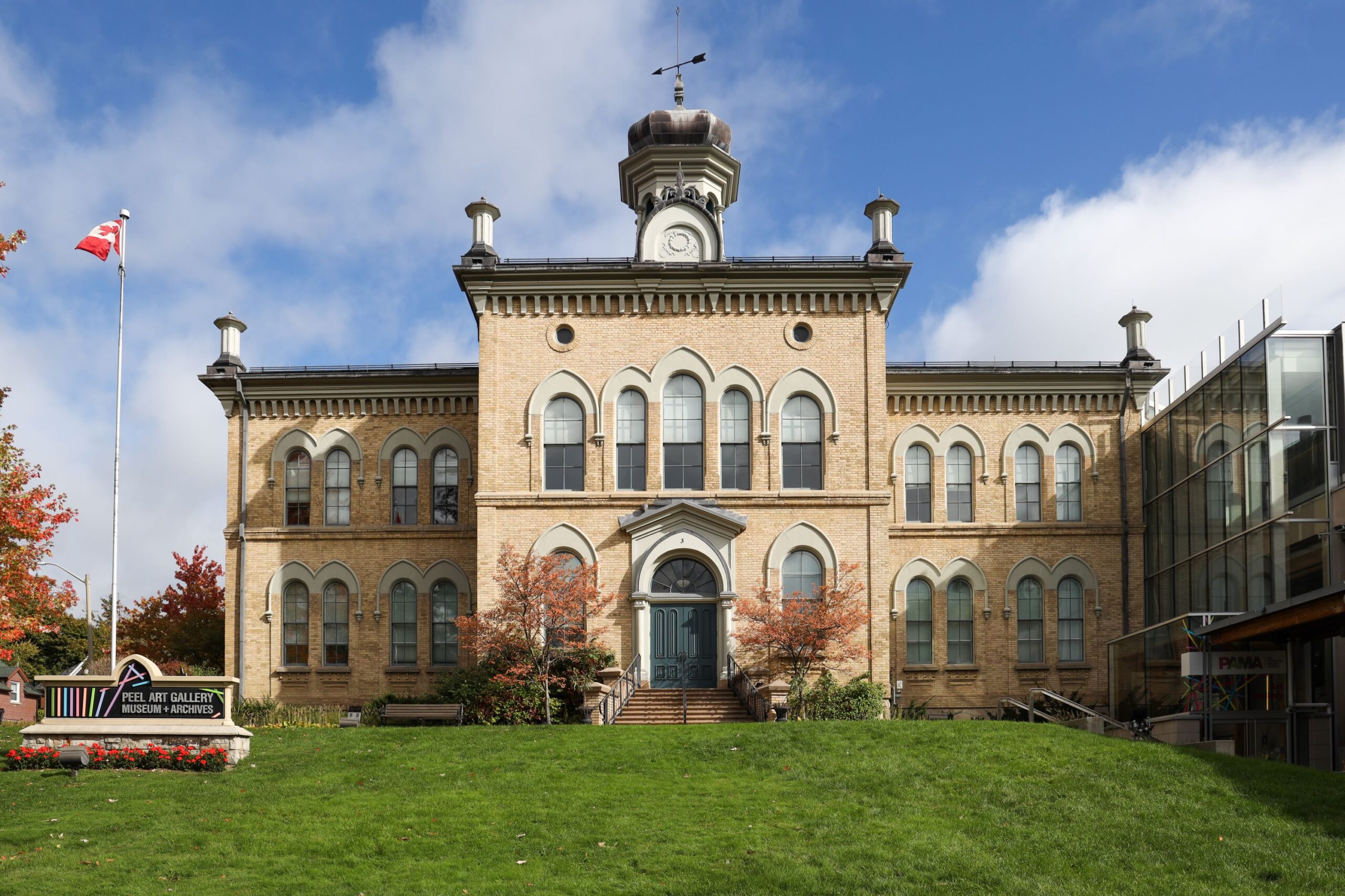 Exterior Image of the Peel Art Gallery Museum and Archives in Brampton, Ontario.